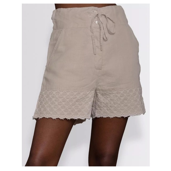 MADEWELL Reistor "Raindrops on Flip Flops” Hemp Khaki Embroidered Shorts Size S - Picture 1 of 12